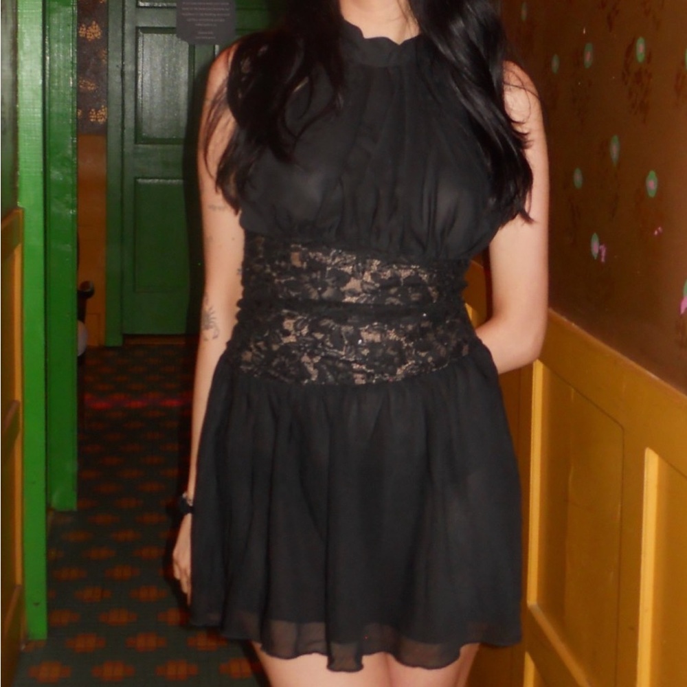 Princess Polly Bridges Halter Lace Mini Dress Black! Retails for $75!